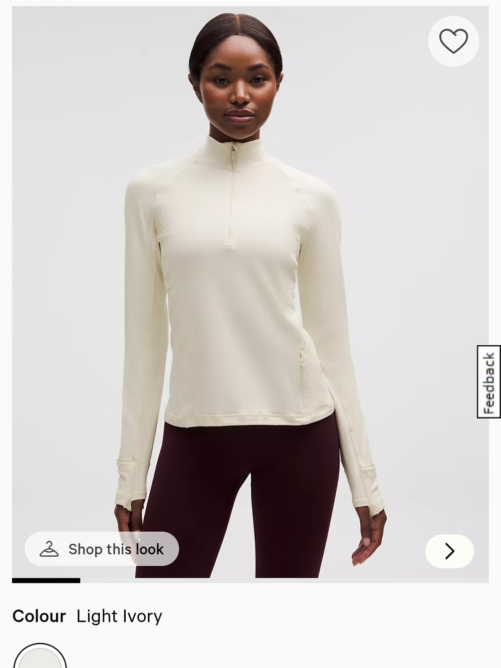 Lululemon NWT Light Ivory Long-Sleeve Half-Zip Top